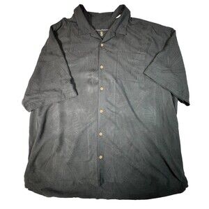 Tommy Bahama 100% Silk Button Up Shirt Mens 3XB Black HawaiianCamp Aloha BigTall